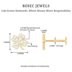 Diamond Four Leaf Clover Tragus Earring