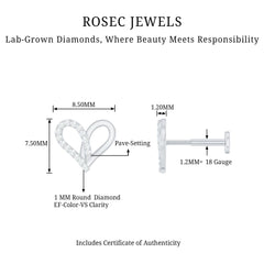 Diamond Heart Earring for Helix Piercing