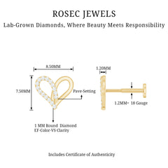 Diamond Heart Earring for Helix Piercing