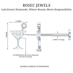 Diamond Wine Glass Earring for Tragus Piercing