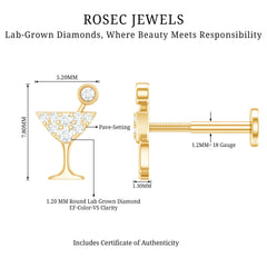 Diamond Wine Glass Earring for Tragus Piercing
