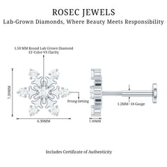 Diamond Snowflake Earring for Upper Lobe Piercing