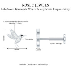 Diamond Hummingbird Earring for Helix Piercing
