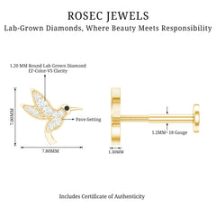 Diamond Hummingbird Earring for Helix Piercing