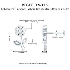 Diamond Flower Helix Earring