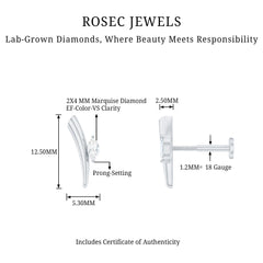 Marquise Cut Diamond Solitaire Earring for Tragus Piercing
