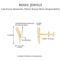 Marquise Cut Diamond Solitaire Earring for Tragus Piercing