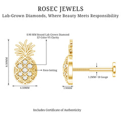 Diamond Pineapple Earring for Cartilage Piercing
