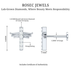 Diamond Cross Earring for Tragus Piercing