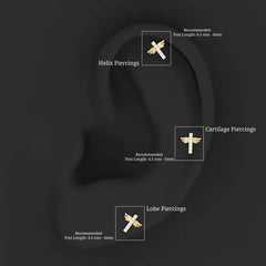 Diamond Cross Earring for Tragus Piercing