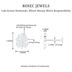 Diamond Leaf Earring for Cartilage Piercing