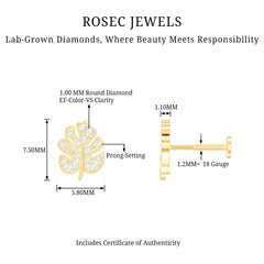 Diamond Leaf Earring for Cartilage Piercing