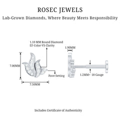 Diamond Leaf Helix Earring for Women