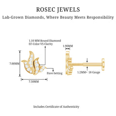 Diamond Leaf Helix Earring for Women