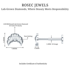 Diamond Croissant Earring for Conch Piercing
