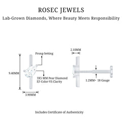Pear Shape Diamond Solitaire Helix Earring for Her