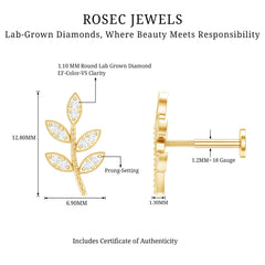 Diamond Leaf Earring for Helix Piercing
