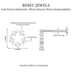 Minimal Diamond Open Circle Earring for Helix Piercing