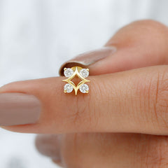 Round Moissanite Star Earring for Helix Piercing