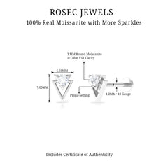 Certified Moissanite Triangle Tragus Earring