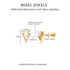 Certified Moissanite Triangle Tragus Earring