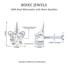 Cute Moissanite Unicorn Helix Earring for Women