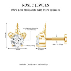 Cute Moissanite Unicorn Helix Earring for Women