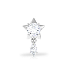 Unique Moissanite Star Drop Earring for Cartilage Piercing