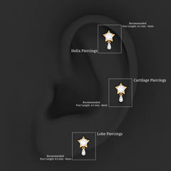 Unique Moissanite Star Drop Earring for Cartilage Piercing