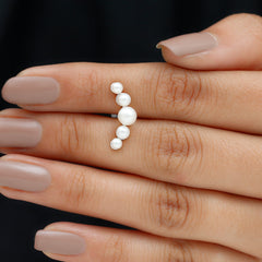 Round Freshwater Pearl Crawler Earring for Women
