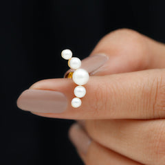 Round Freshwater Pearl Crawler Earring for Women
