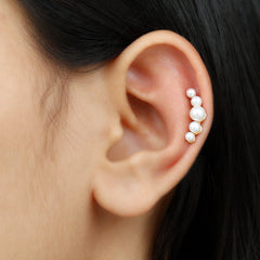 Round Freshwater Pearl Crawler Earring for Women