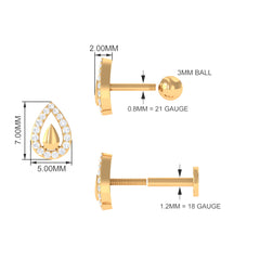 Certified Real Diamond Teardrop Helix Earring