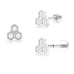 Dainty Diamond Geometric Helix Earring in Gold