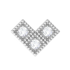Round Diamond Gold Beaded V Shape Earring