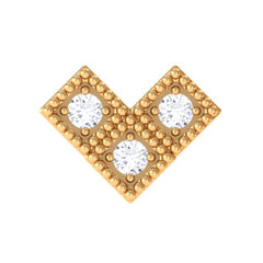 Round Diamond Gold Beaded V Shape Earring