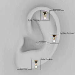 Unique Diamond Triangle Helix Drop Earring with Black Enamel