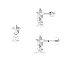Exquisite Diamond Star Drop Earring for Helix Piercing