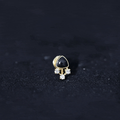 Genuine Diamond and Black Enamel Unique Tragus Earring