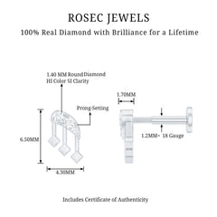 Real Diamond Music Note Earring for Cartilage Piercing