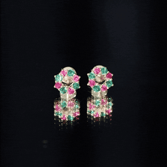 Lab Created Ruby and Created Emerald Wreath Helix Earring