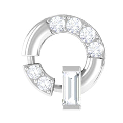 Baguette and Round Moissanite Open Circle Cartilage Earring