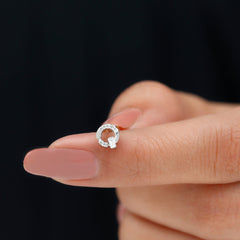 Baguette and Round Moissanite Open Circle Cartilage Earring