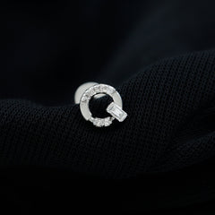 Baguette and Round Moissanite Open Circle Cartilage Earring