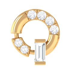 Baguette and Round Moissanite Open Circle Cartilage Earring