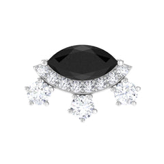 Genuine Black Onyx Gothic Cartilage Earring with Moissanite