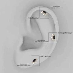 Genuine Black Onyx Gothic Cartilage Earring with Moissanite