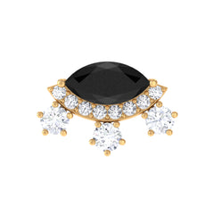 Genuine Black Onyx Gothic Cartilage Earring with Moissanite