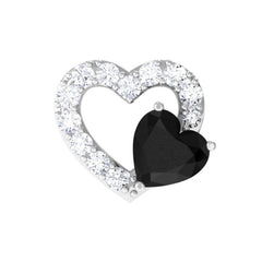 Heart Shape Black Onyx and Moissanite Cartilage Earring