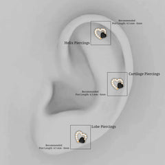 Heart Shape Black Onyx and Moissanite Cartilage Earring